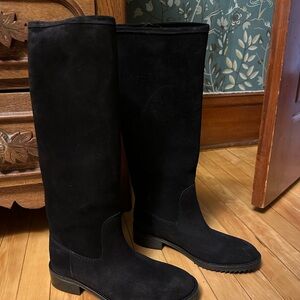 Black Knee-High Suede Boots